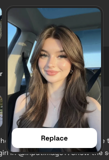 Image1 preview with the Replace button used to upload a new portrait
